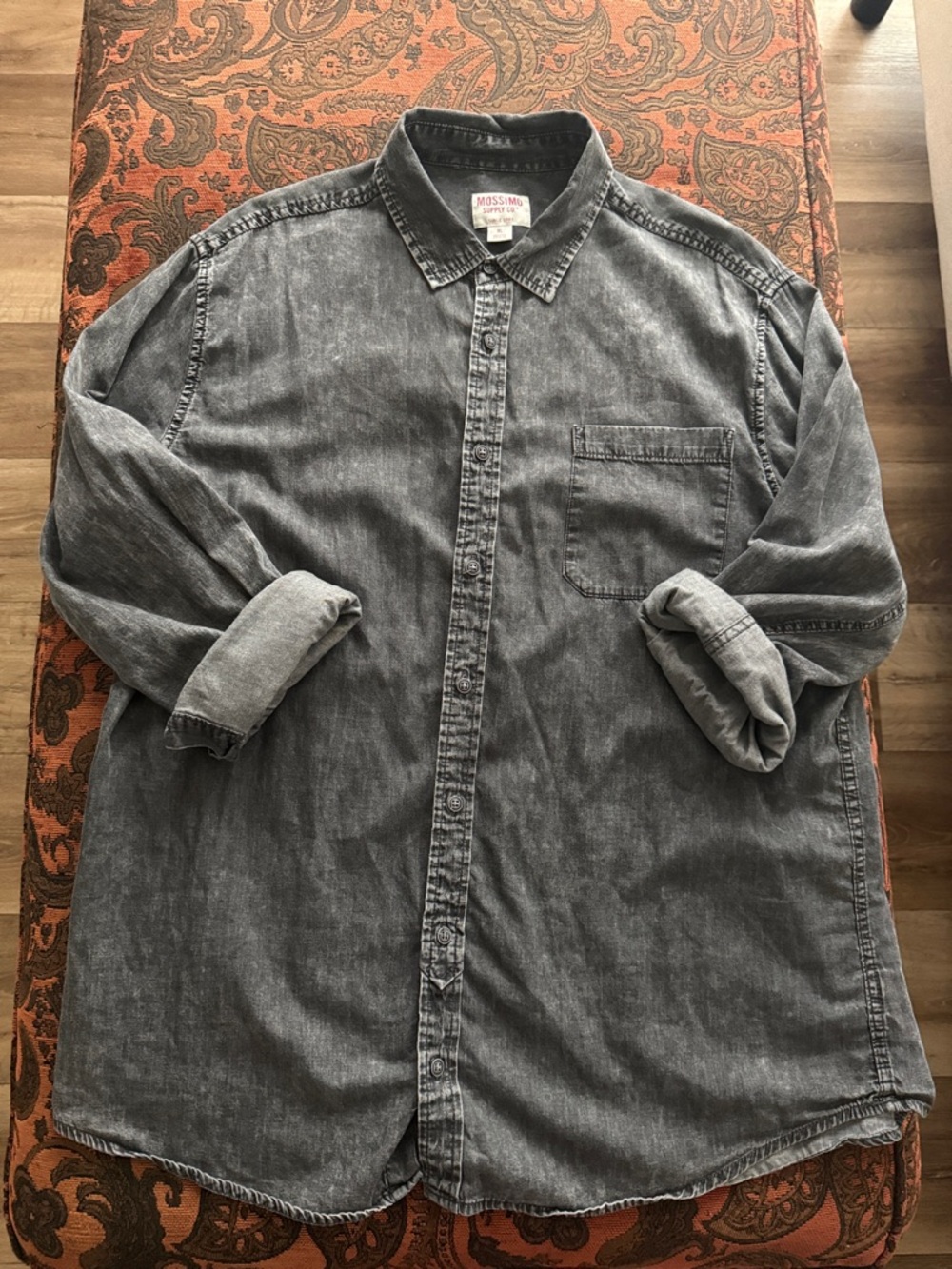 Mossimo Supply Co. Gray Washed Denim Button-Down Shirt